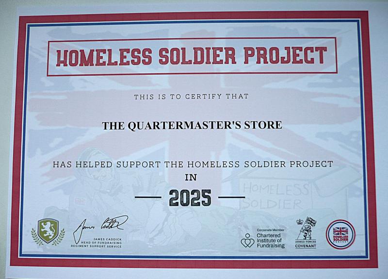 The Quartermaster's Store is once again this year proud to be supporting the Homeless Soldier Project
