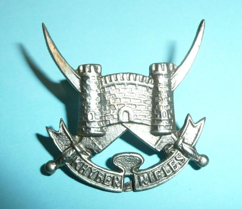 Indian & Pakistan Armies - Khyber Rifles White Metal Collar Badge