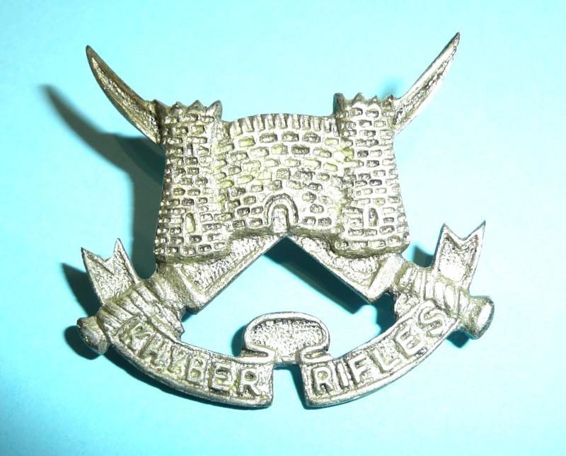 Indian & Pakistan Armies  - Khyber Rifles White Metal Cap Badge