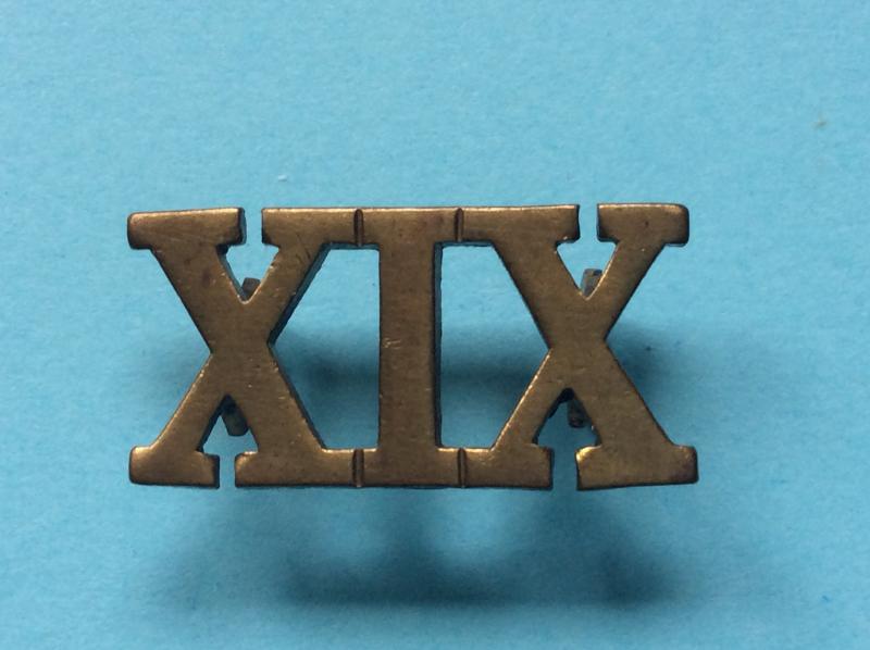 Indian Army -  XIX 19th Punjabis Officer's Brass Shoulder Title