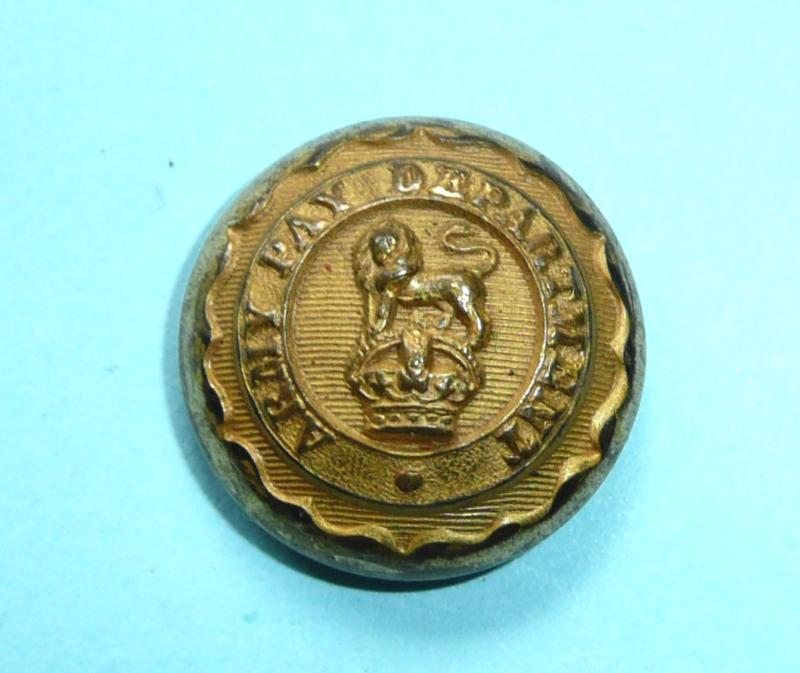 Edwardian / WW1 Army Pay Department Button Officer's Medium Pattern Fire Gilt Button