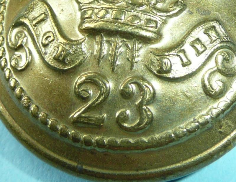 23rd Regiment of Foot (Royal Welsh / Welch Fusiliers) Other Ranks Large Pattern Brass Button