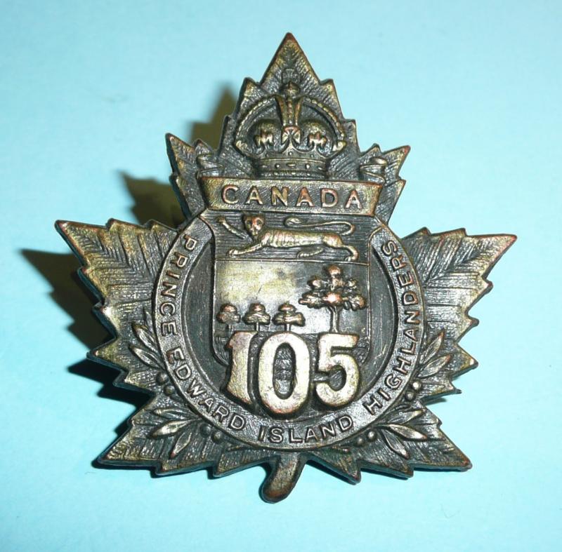 WW1 Canada - 105th (Prince Edward Island Highlanders) Overseas Battalion CEF Canadian Expeditionary Force Cap Badge
