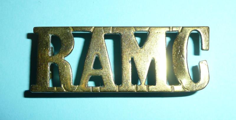 WW1 RAMC Royal Army Medical Corps Brass Shoulder Title