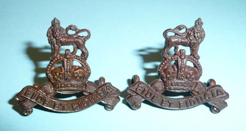 Royal Army Pay Corps (RAPC) Matched Facing Pair of Officer's OSD Collar Badges, King's Crown