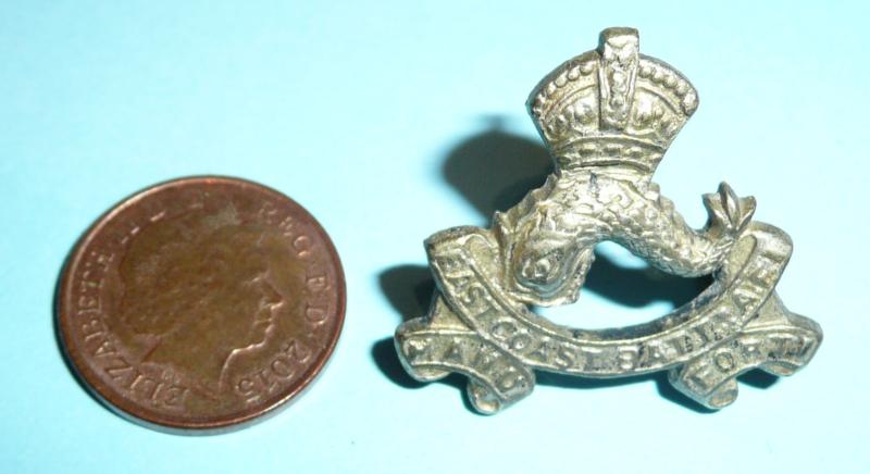 Indian Auxiliary Force (AFI) East Coast (Volunteer) Battalion Officers Frosted Silver Cap Badge
