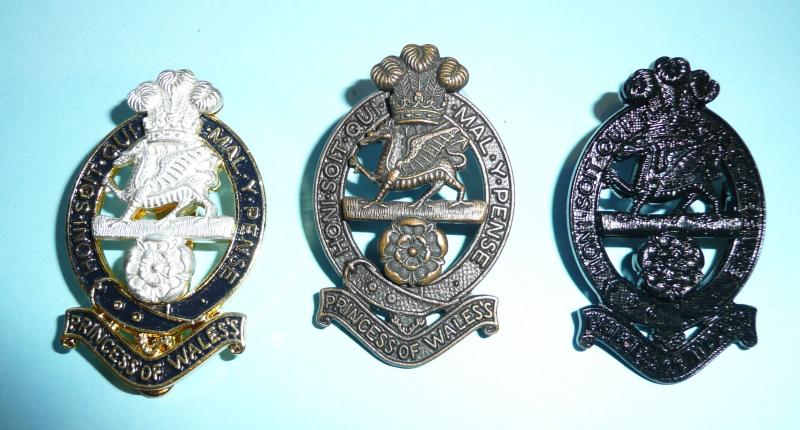 Princess of Wales Royal Regiment PWRR (Volunteers) 3 patterns of cap badges