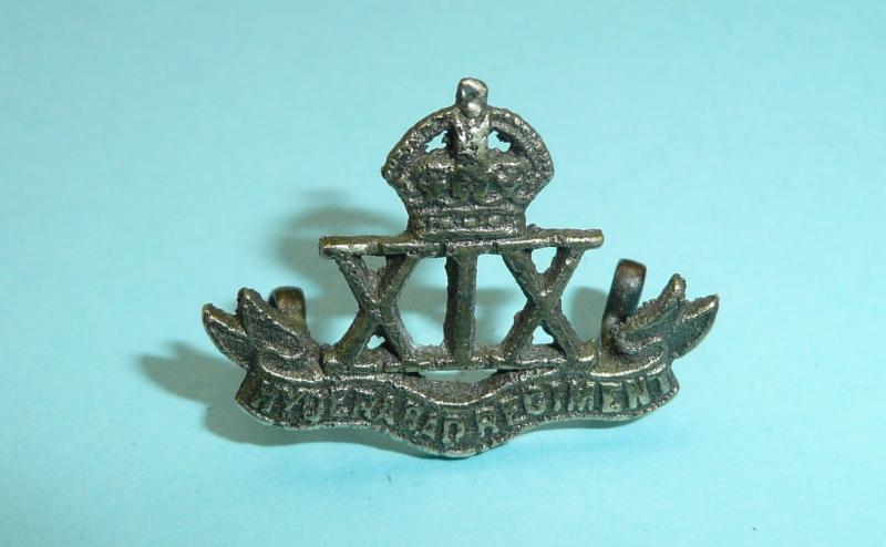 British Indian Army - 19th Hyderabad Regiment Cast Silver Plated Officer's Collar Badge