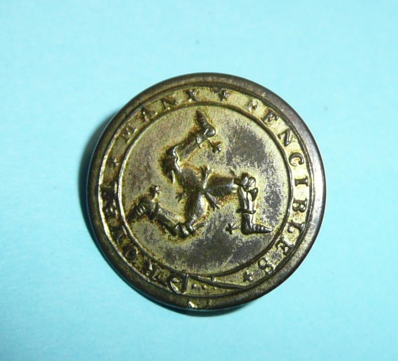 Georgian / Napoleonic Loyal Manx Fencible Infantry (Isle of Man) Officer's Gilt Flat Backed Tunic Coatee Button
