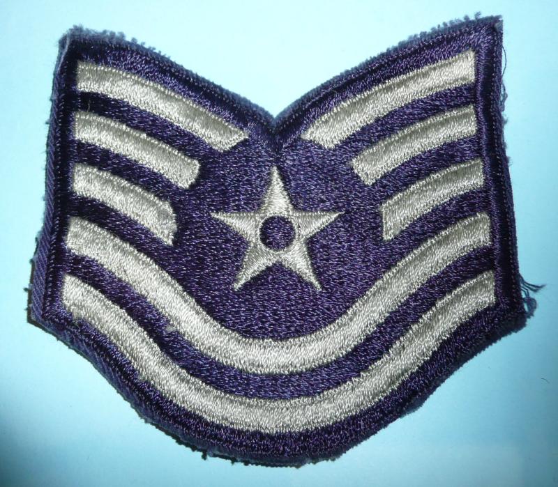 USA United States Air Force Technical Sergeant Rank Patch Dress Blue Chevrons Stripes