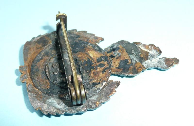 West Africa - Royal Sierra Leone Regiment Officer's QEII Crowned Gilt Brass Cap / Pagri Badge