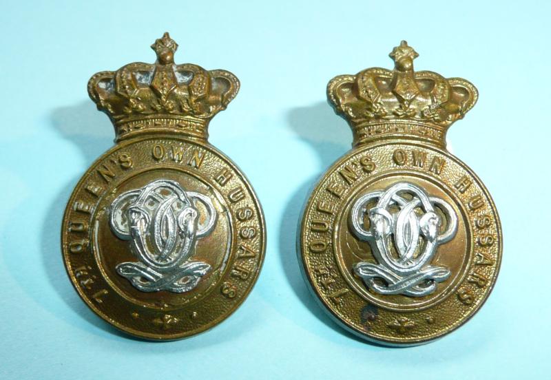 7th Queen's Own Hussars QVC Victorian Other Ranks Collar Badges
