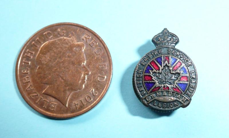 Canada - British Empire Service League - Canadian Legion - Enamel Lapel Buttonhole Pin Badge