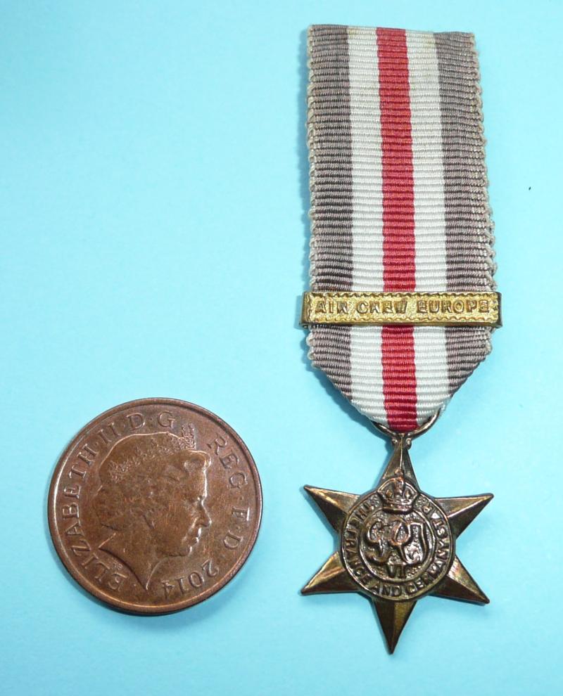 WW2 Miniature Medal - France & Germany Star with Air Crew Europe Clasp Bar