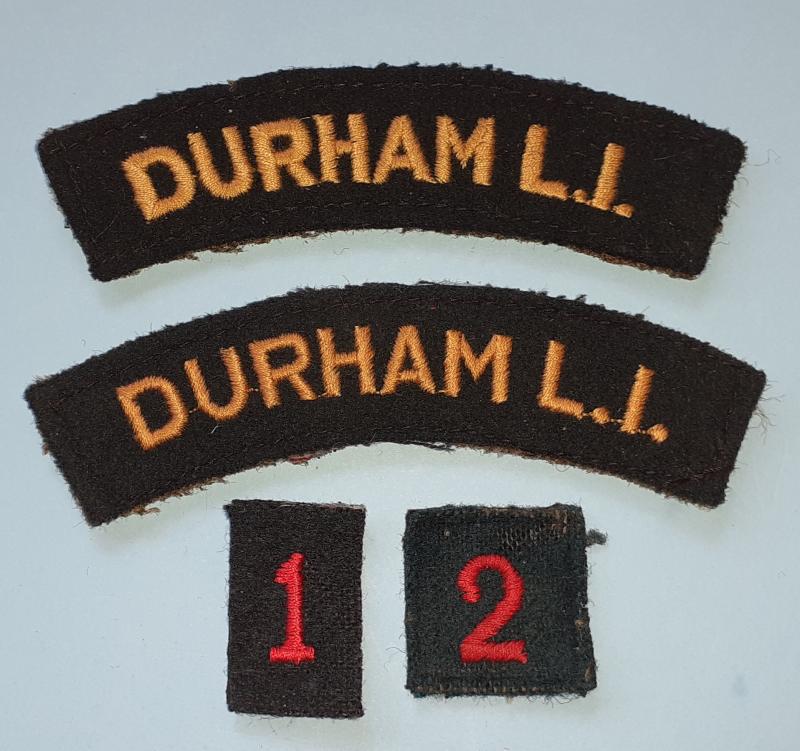 County Durham (affiliated to the Durham LI) Army Cadet Force (ACF) Woven Cloth Arm Insignia Shoulder Titles - 1st and 2nd Companies
