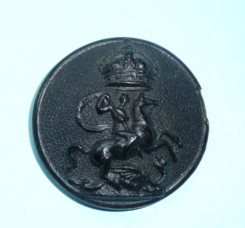 The 9th County of London Battalion ( Queen Victoria's Rifles ) Officer's Composite Black Large Pattern Button, King's Crown