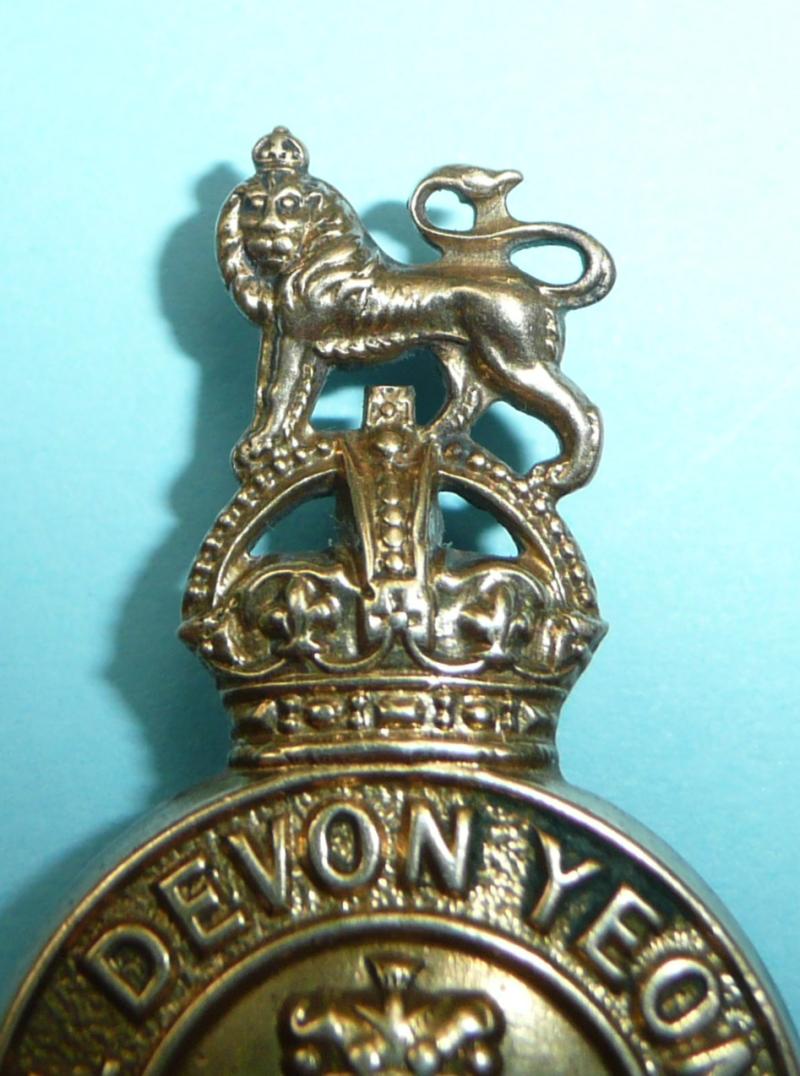 Royal Devon Yeomanry Royal Field Artillery RFA Brass Cap Badge - 1924 only