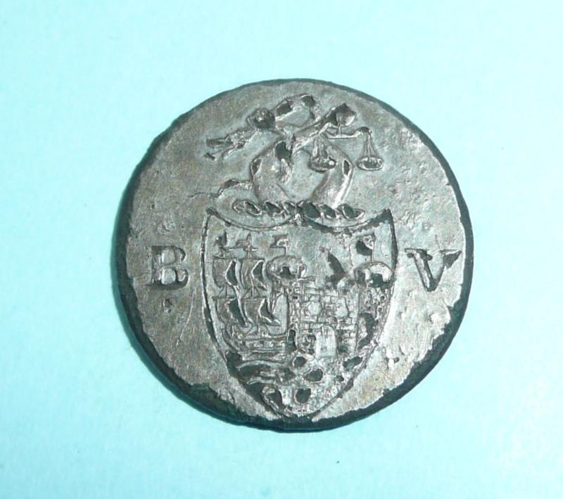 George III / Napoleonic Royal Bristol Volunteer Infantry Corps Officer's Silver Plated Coatee Button