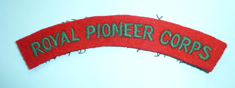 Royal Pioneer Corps (RPC)  Woven Felt Cloth Shoulder Title