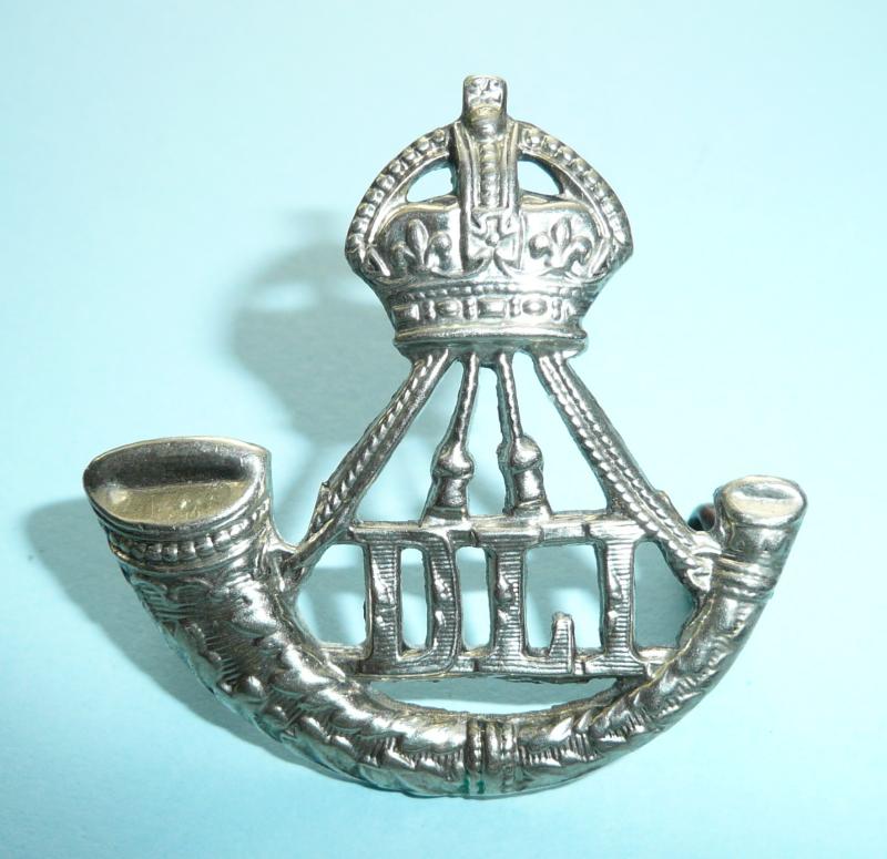 Durham Light Infantry (DLI) Silver Plated Officers Cap Badge - King's Crown