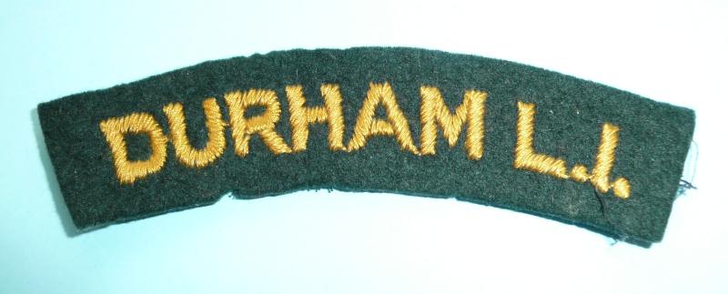 Durham Light Infantry ( DLI ) Woven Yellow on Green Felt Cloth Shoulder Title