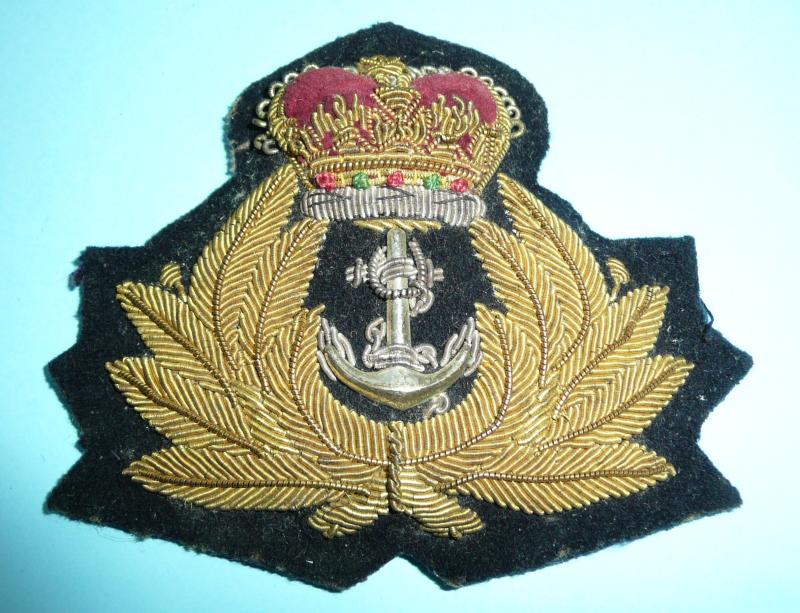 British Royal Navy RN Officer's Bullion Cap Badge, Queen's Crown