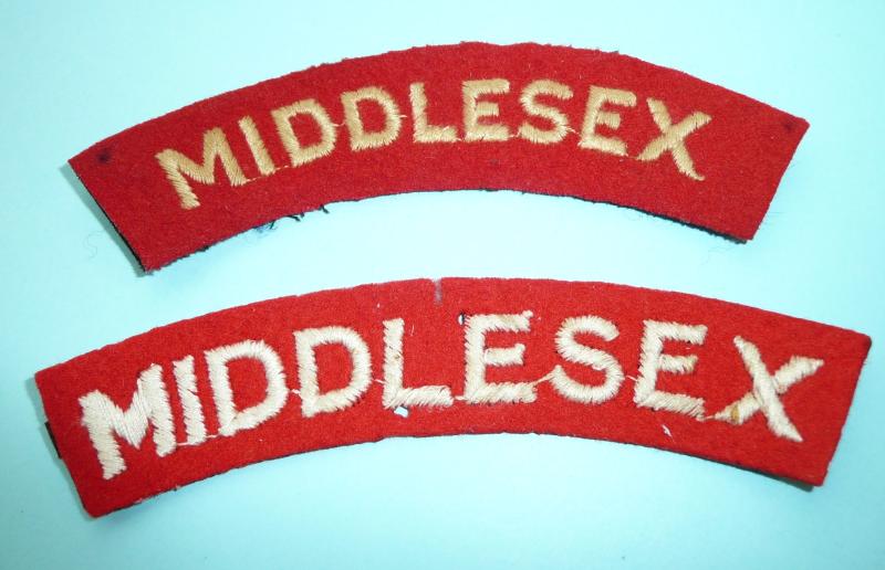 The Middlesex Regiment Woven Felt Cloth Shoulder Titles - 2 Patterns