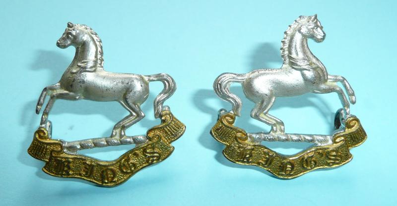 Kings (Liverpool) Regiment Officers Silver and Gilt Matched Facing Collar Badges