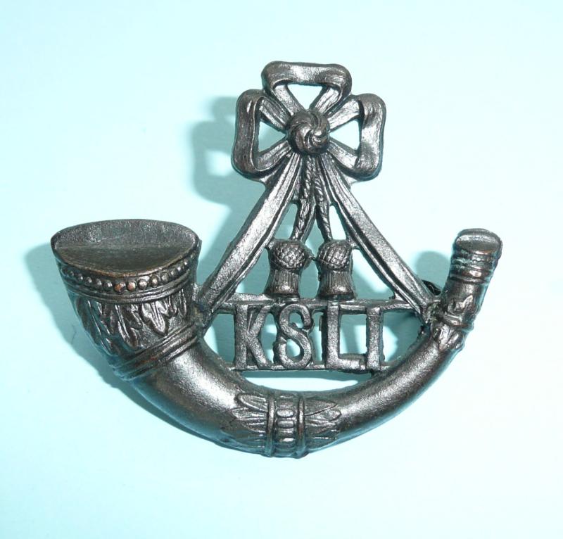 The King's Shropshire Light Infantry KSLI Officer's Full Size OSD Bronzed Cap Badge - Folded Blades