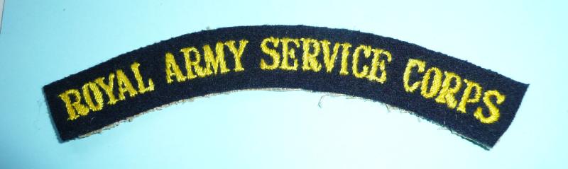 Royal Army Service Corps (RASC) Full Woven Felt Cloth Shoulder Title - Serifs - Airborne Attached
