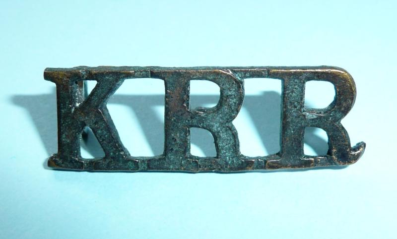 KRR - King's Royal Rifles Corps (KRRC) Blackened Brass Shoulder Title