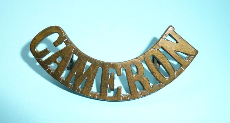 WW1 Cameron Highlanders Brass Shoulder Title