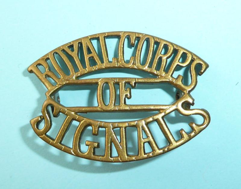 Royal Corps of Signals One Piece Brass Shoulder Title