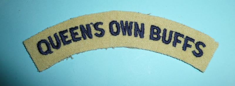 The Queens Own Buffs Woven Felt Cloth Shoulder Title
