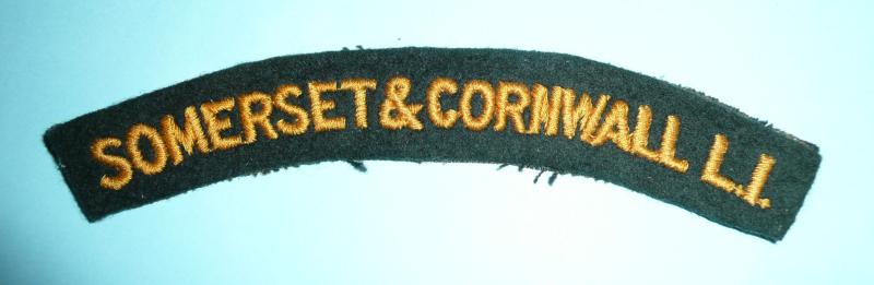Somerset & Cornwall Light Infantry (SCLI) Woven Felt Cloth Shoulder Title
