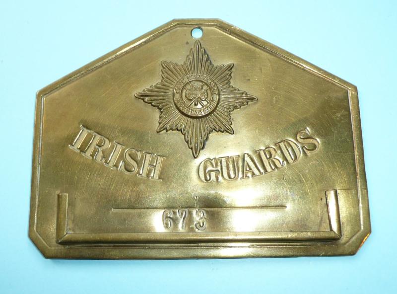 Edwardian Irish Guards Brass Duty Bed Plate