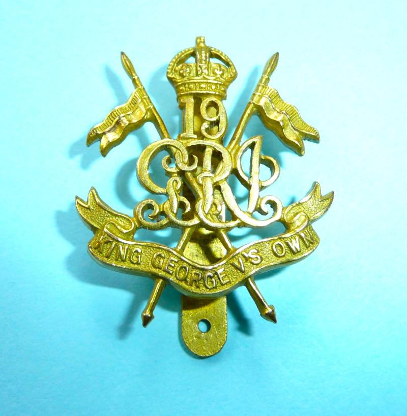British India - 19th Lancers Officer's Cap Badge King George V's Own Gilt Pagris Badge by Firmin