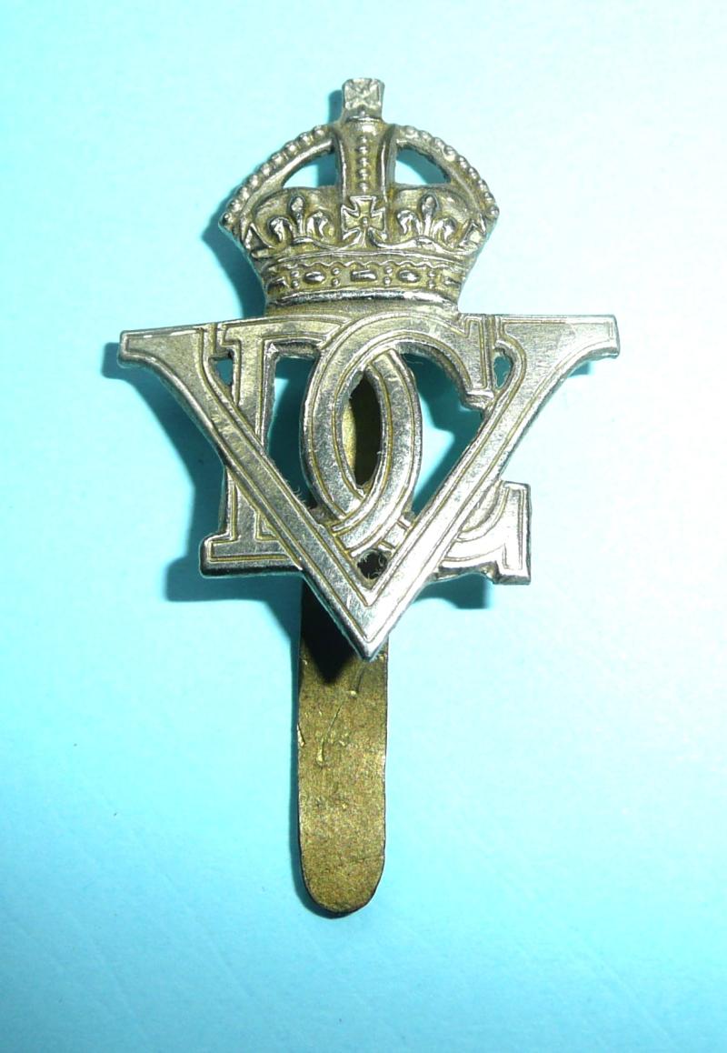 WW2 - 5th Royal Inniskilling Dragoon Guards White Metal Cap Badge, King's Crown - Gaunt