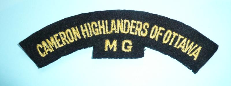 Canada - Cameron Highlanders of Ottawa / M G (Machine Gun Battalion) Woven Cloth Shoulder Title
