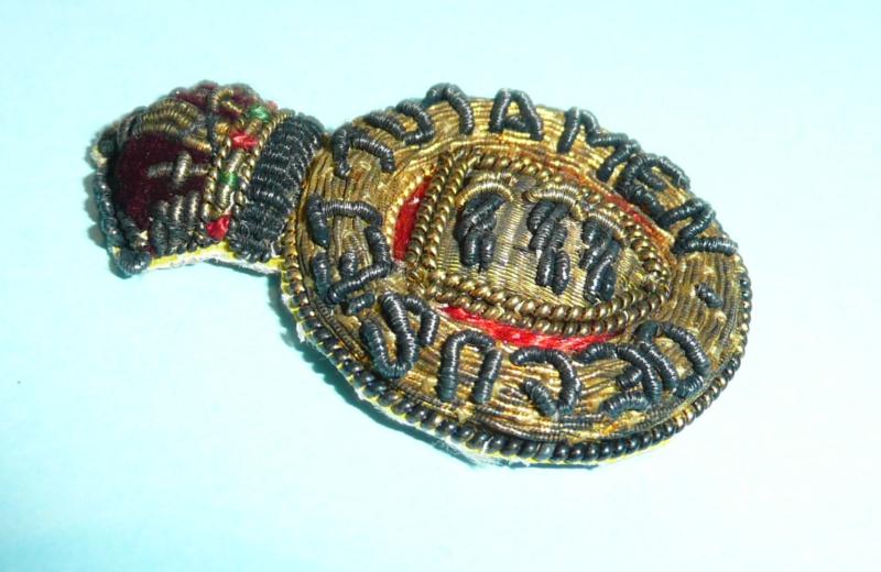 Essex Yeomanry Officer's Bullion Cloth Mess Dress Collar Badge, King's Crown