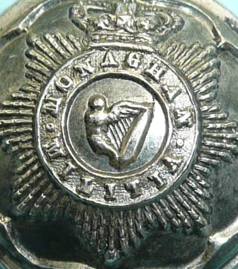 Irish Militia - County Monaghan Militia Officer's Medium Pattern Silver Plated Coatee Button