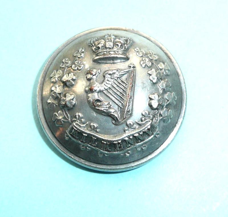 Irish Militia - Kilkenny  Militia Officer's Silver Plated Large Pattern Coatee Button