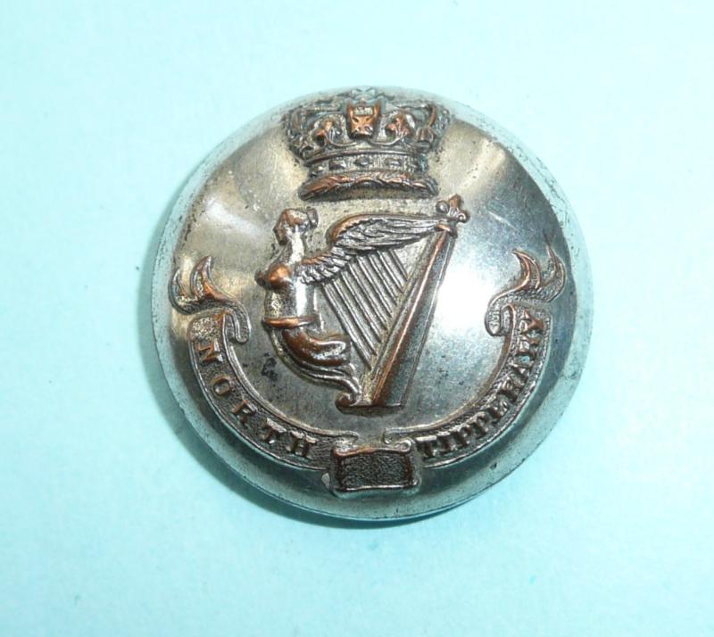 Irish Militia  - North Tipperary  Militia Officer's Silver Plated Large Pattern Coatee Button,  Pre 1855