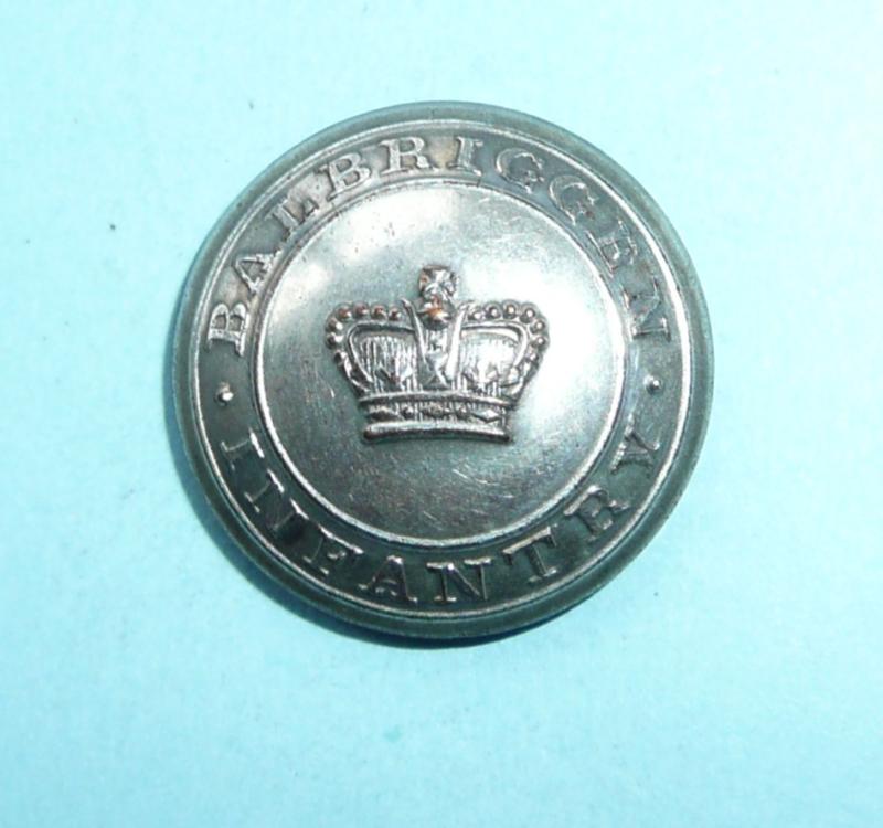 Revolutionary Wars Georgian Irish Volunteers - Balbriggen Infantry Officer's Silver Plated Open Backed Coatee Button