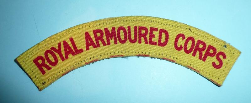 WW2 Royal Armoured Corps (RAC) Printed Ordnance Issue Cloth Shoulder Title