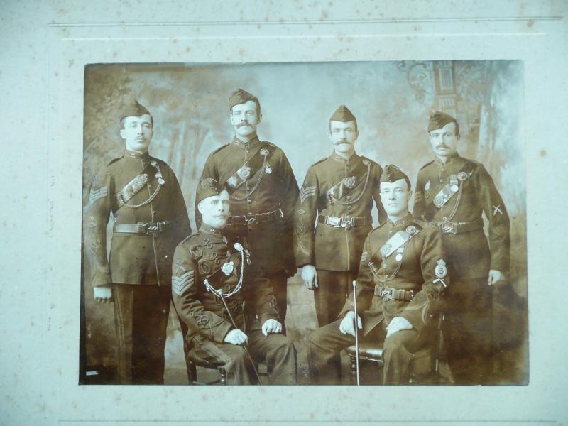 Fabulous Large Original Edwardian Sepia Photograph - Senior NCOs and Sergeants of the 2nd Volunteer Battalion, the Queens (Royal West Surrey Regiment), Circa 1904 - Sergeant Legg