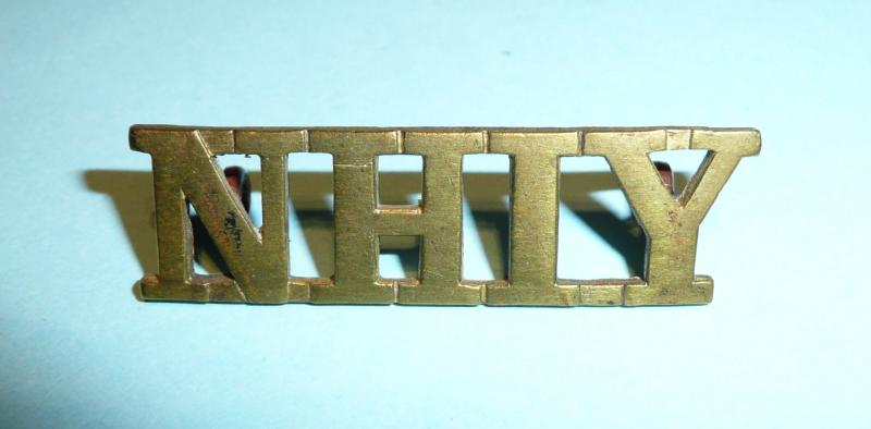 NHIY Northumberland Hussars Imperial Yeomanry Brass Shoulder Title