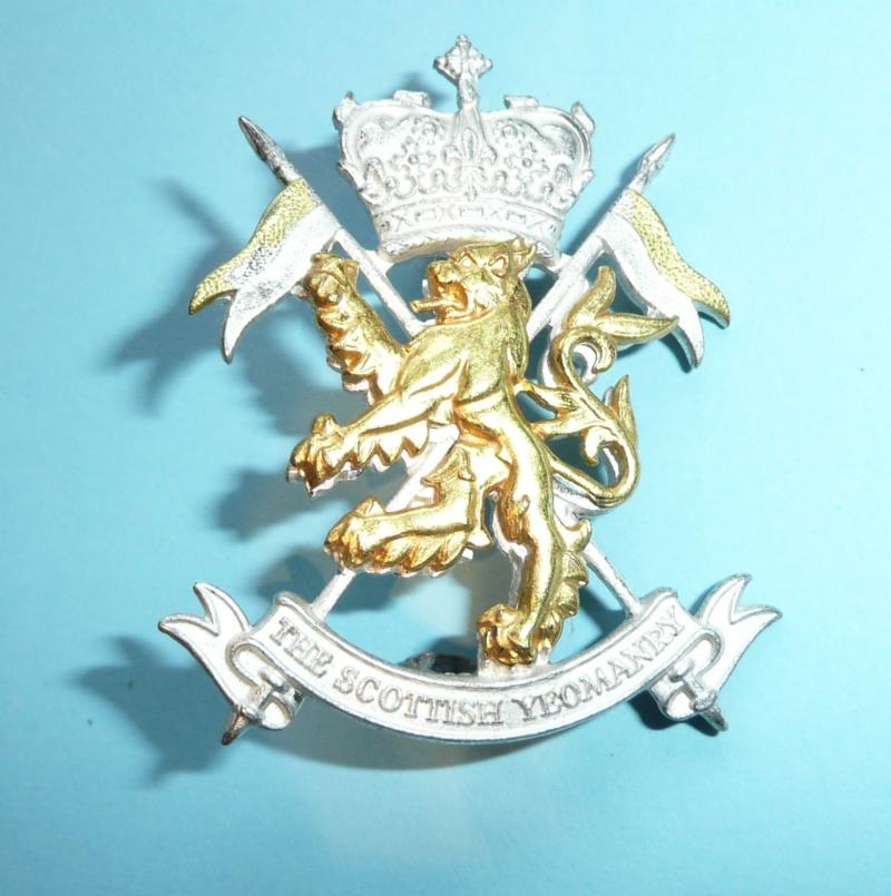 The Scottish Yeomanry Officer's Silver Plate and Gilt Cap Badge - LB&B