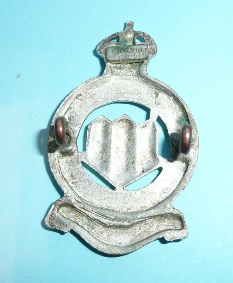Northumberland Hussars Yeomanry Officers Silver Plated Cap Badge, King's Crown - Gaunt Tablet