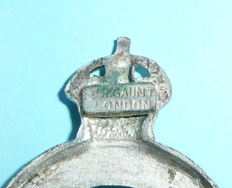 Northumberland Hussars Yeomanry Officers Silver Plated Cap Badge, King's Crown - Gaunt Tablet